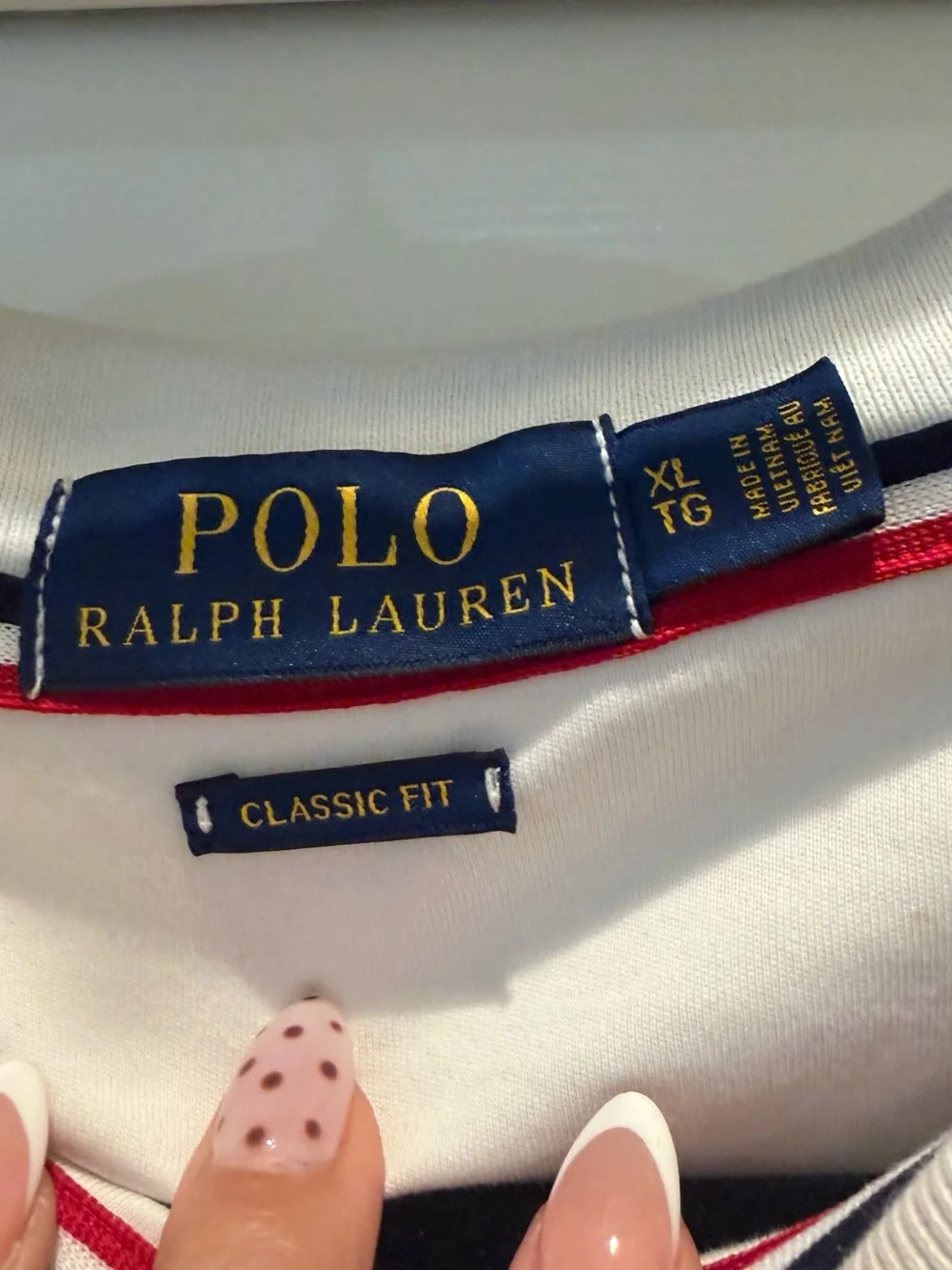 Ralph Lauren White Polo with Navy & Red Trim